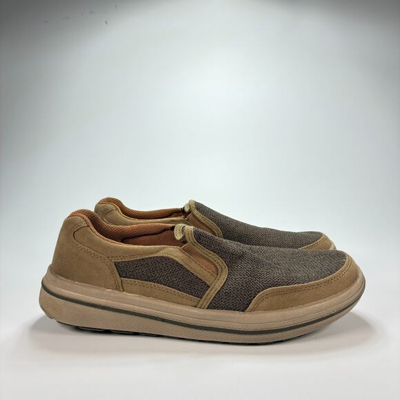 Faded Glory Low Brown Tan Slip On Comfort Rocker Sole Walking Shoes Men's Size 8 - Picture 1 of 11